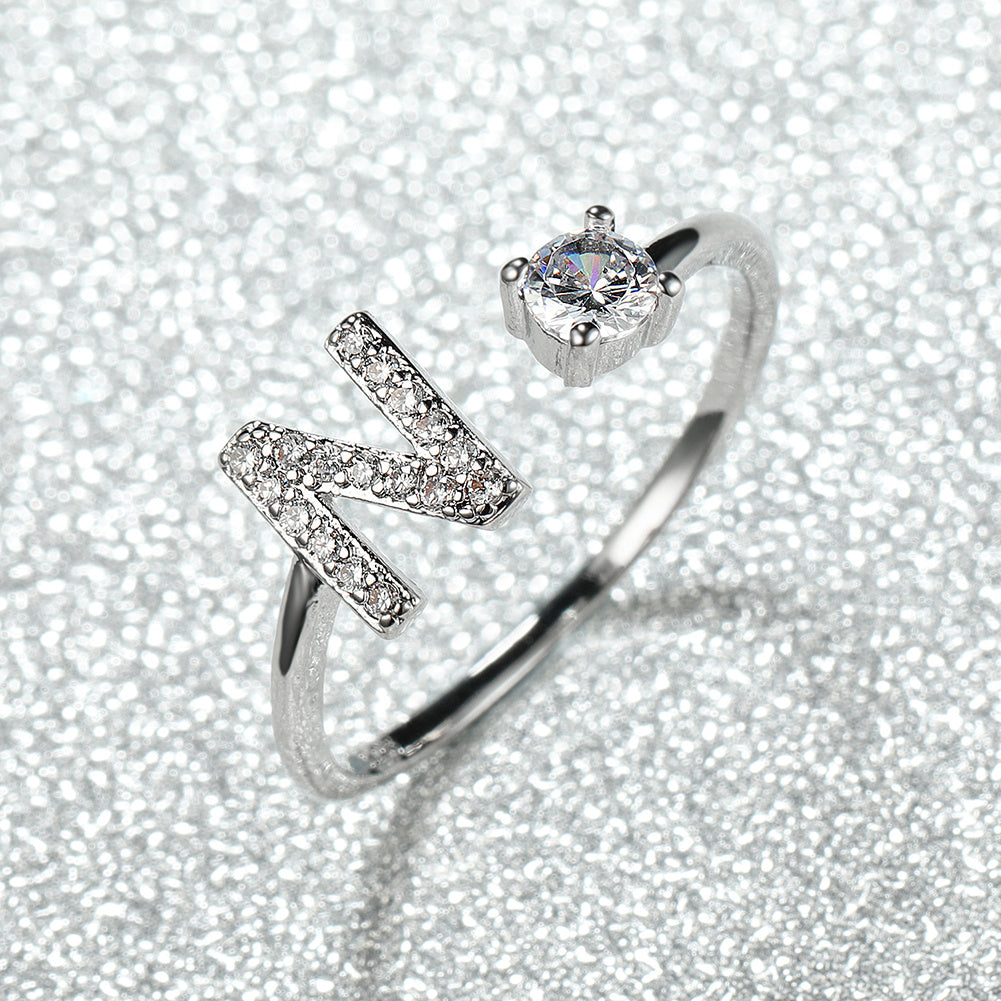 Populaire Mode Silvery AZ Lettre Bague Initiales Mariage Amour Couple Bagues Cadeau de demoiselle d’honneur