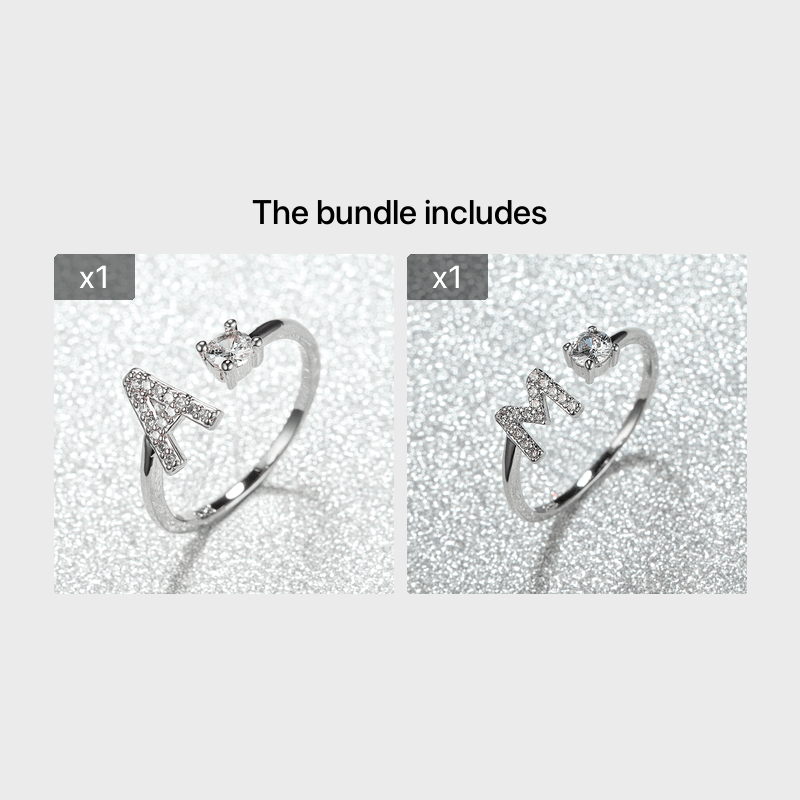 Populaire Mode Silvery AZ Lettre Bague Initiales Mariage Amour Couple Bagues Cadeau de demoiselle d’honneur