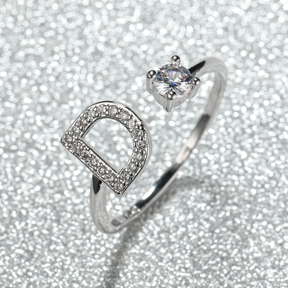 Populaire Mode Silvery AZ Lettre Bague Initiales Mariage Amour Couple Bagues Cadeau de demoiselle d’honneur