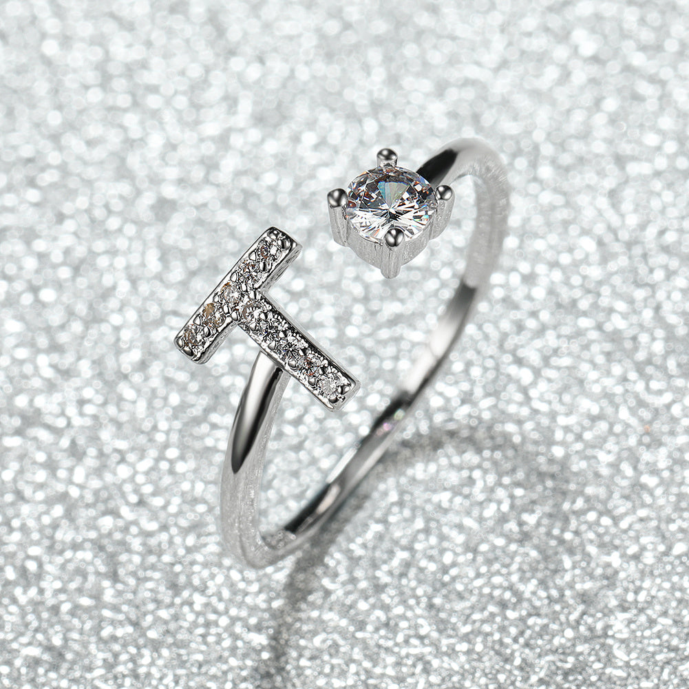 Populaire Mode Silvery AZ Lettre Bague Initiales Mariage Amour Couple Bagues Cadeau de demoiselle d’honneur