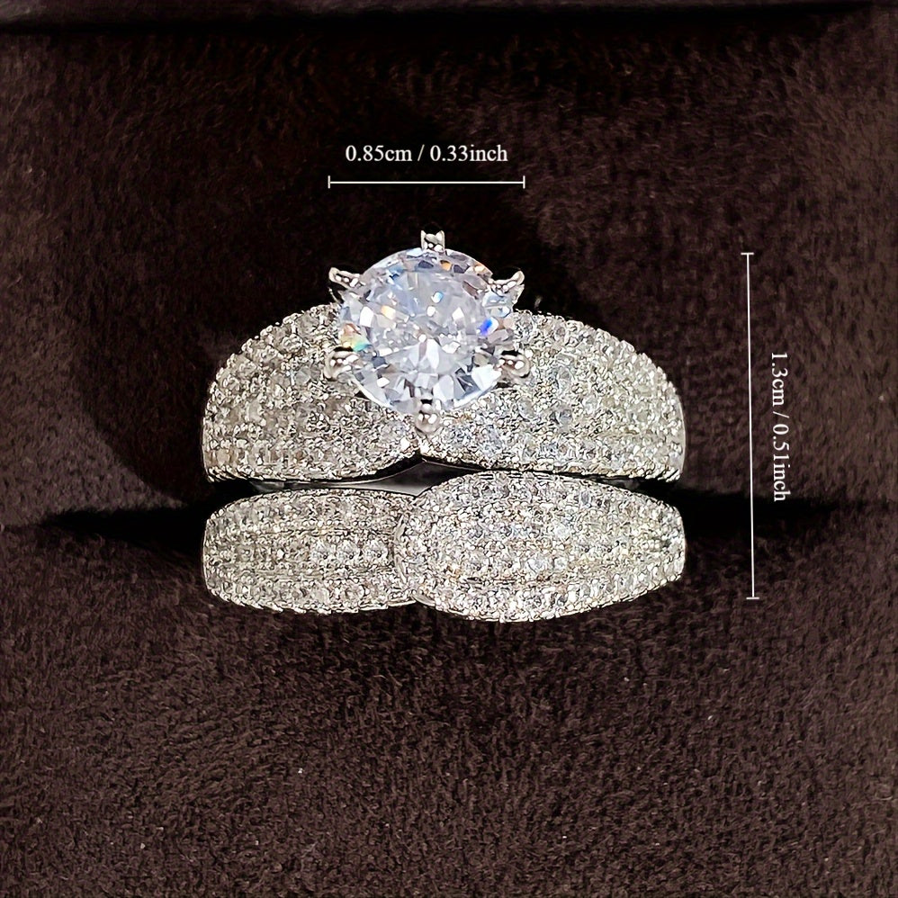 Ensemble de 2 bagues de mariage de mariée avec zircone incarnée pour les bijoux cadeaux de proposition de fiançailles des femmes