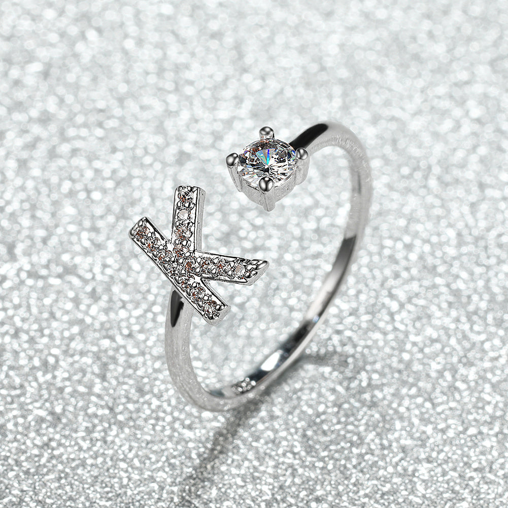 Populaire Mode Silvery AZ Lettre Bague Initiales Mariage Amour Couple Bagues Cadeau de demoiselle d’honneur