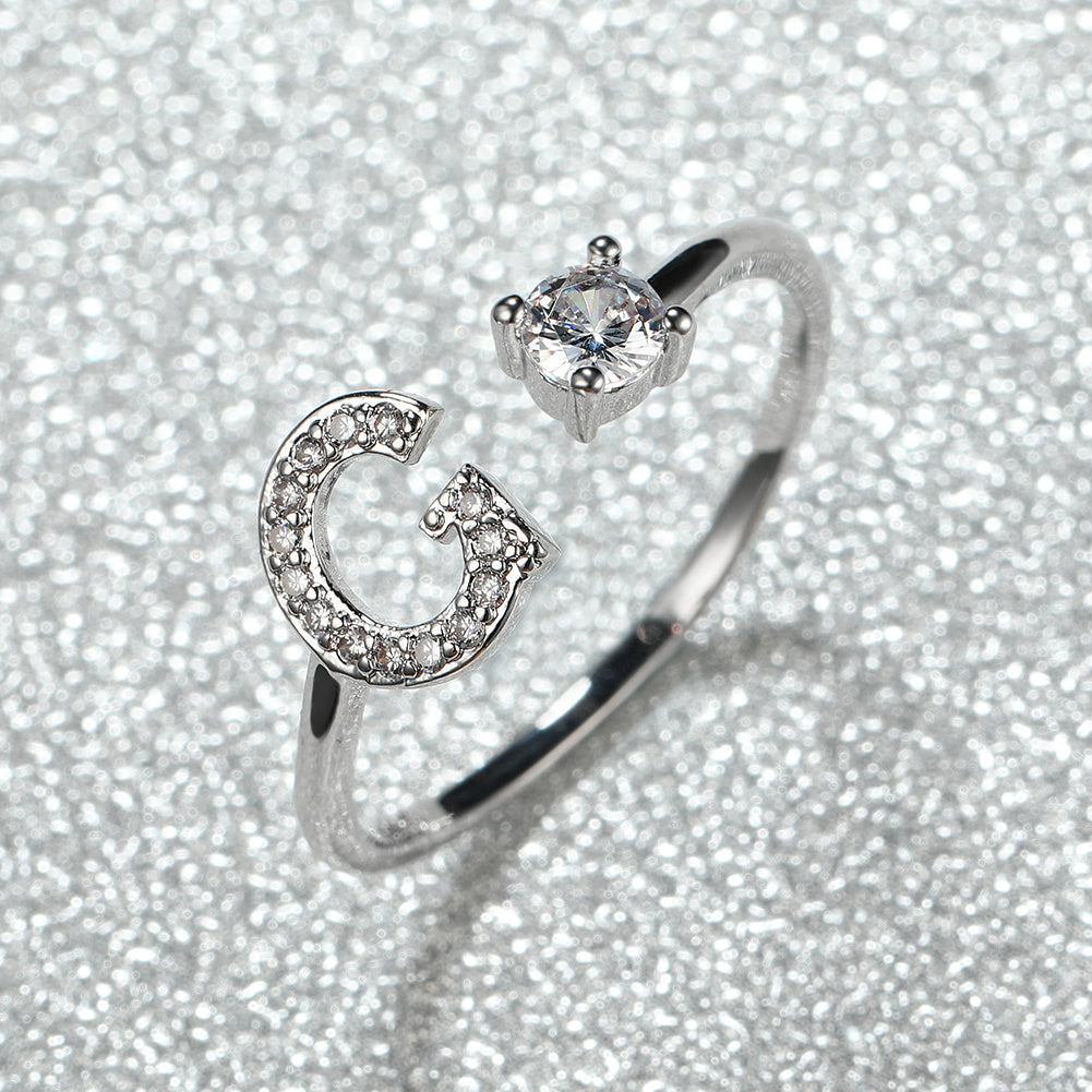 Populaire Mode Silvery AZ Lettre Bague Initiales Mariage Amour Couple Bagues Cadeau de demoiselle d’honneur
