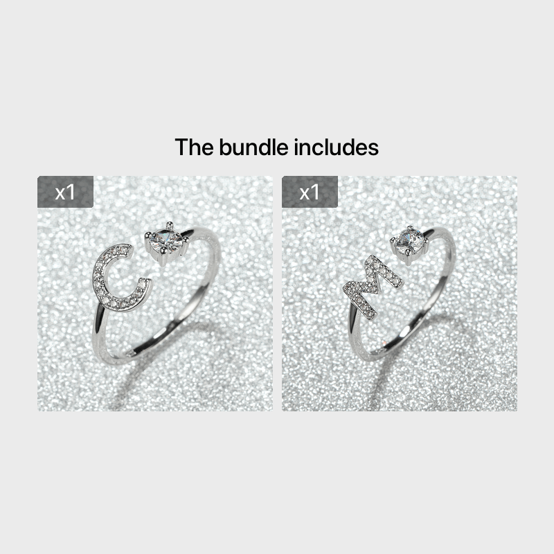 Populaire Mode Silvery AZ Lettre Bague Initiales Mariage Amour Couple Bagues Cadeau de demoiselle d’honneur