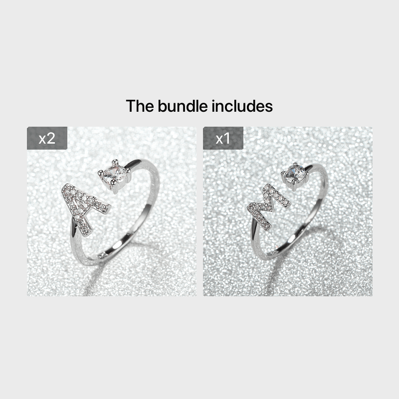 Populaire Mode Silvery AZ Lettre Bague Initiales Mariage Amour Couple Bagues Cadeau de demoiselle d’honneur