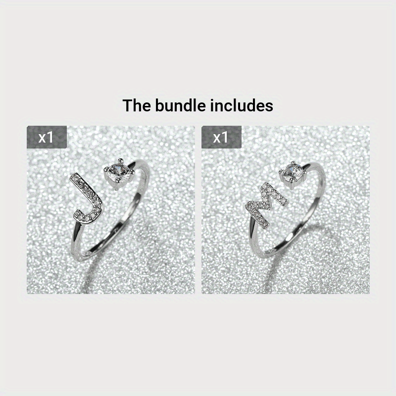 Populaire Mode Silvery AZ Lettre Bague Initiales Mariage Amour Couple Bagues Cadeau de demoiselle d’honneur