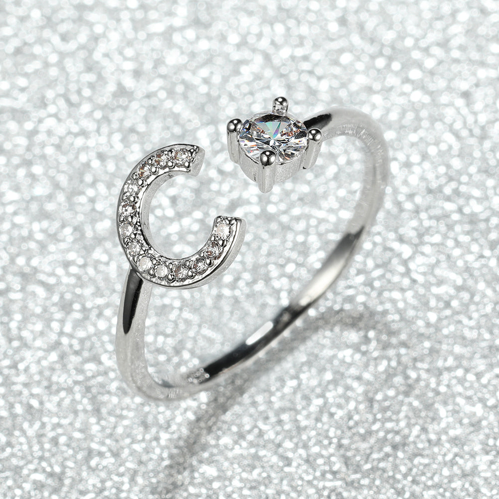 Populaire Mode Silvery AZ Lettre Bague Initiales Mariage Amour Couple Bagues Cadeau de demoiselle d’honneur