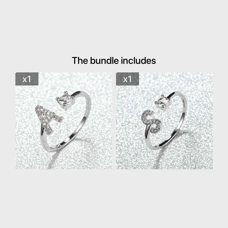 Populaire Mode Silvery AZ Lettre Bague Initiales Mariage Amour Couple Bagues Cadeau de demoiselle d’honneur