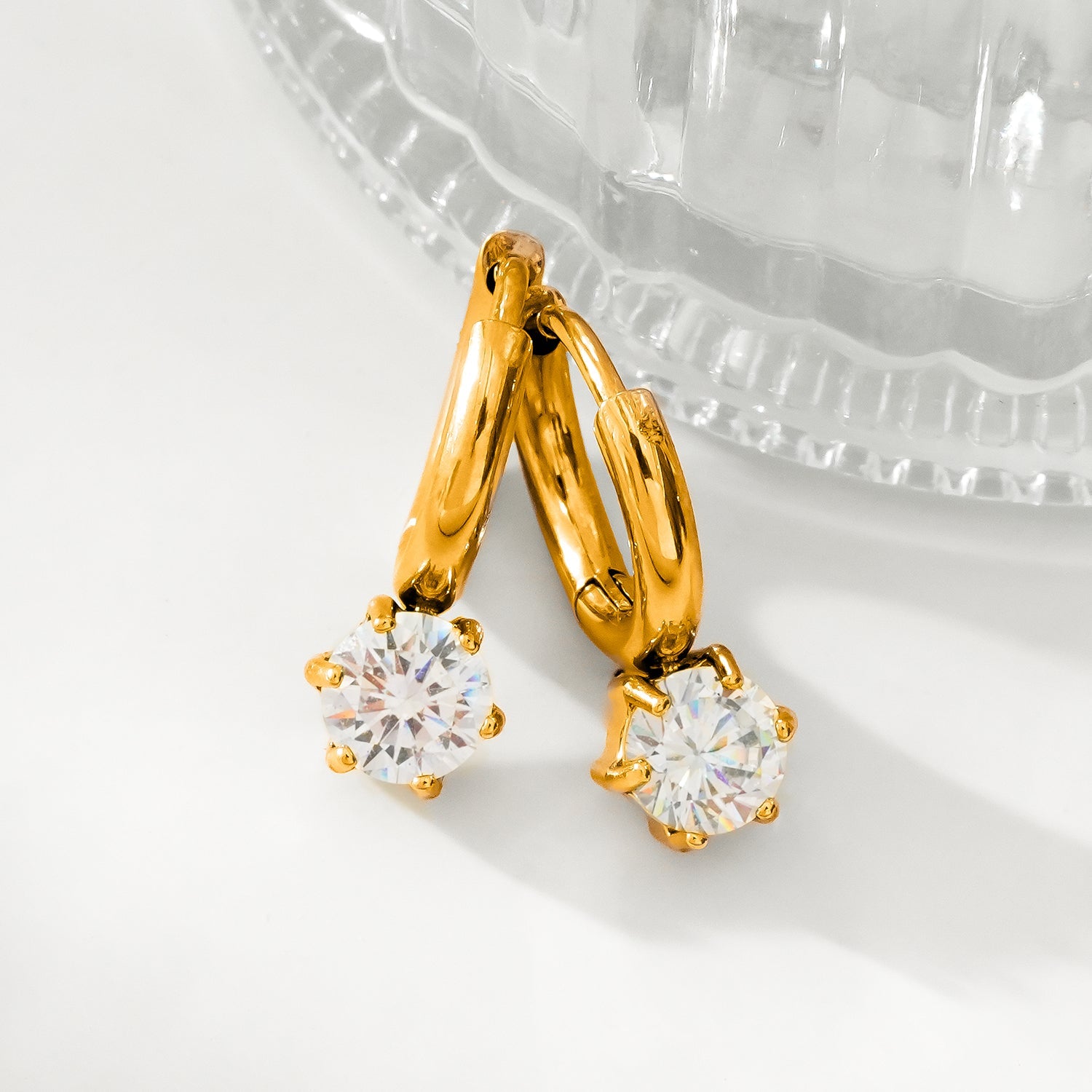 BEAULIEU: Vintage Inspired Mini Hoops with a Solitaire Moissanite Charm