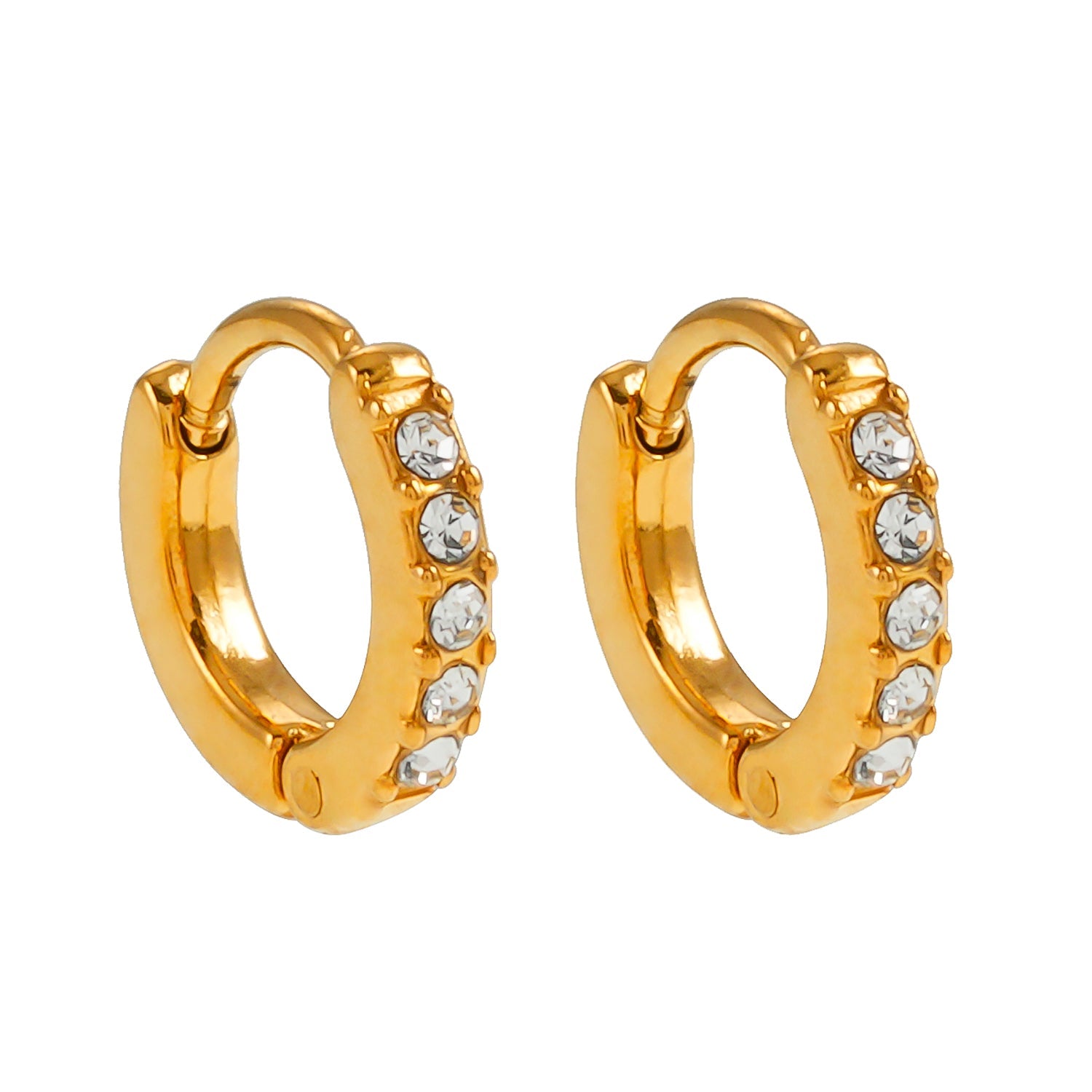 BLIJDE Gold: Single Row Pavé Zirconia (CZ) Mini Hoop Earrings