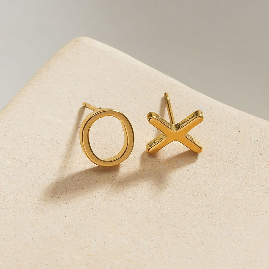 OX Gold: Hugs, Kisses & Sparkle Stud Earrings