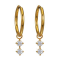 MORTAINA Gold: Retro Inspired Mini Hoops with Duo Zirconia Charms