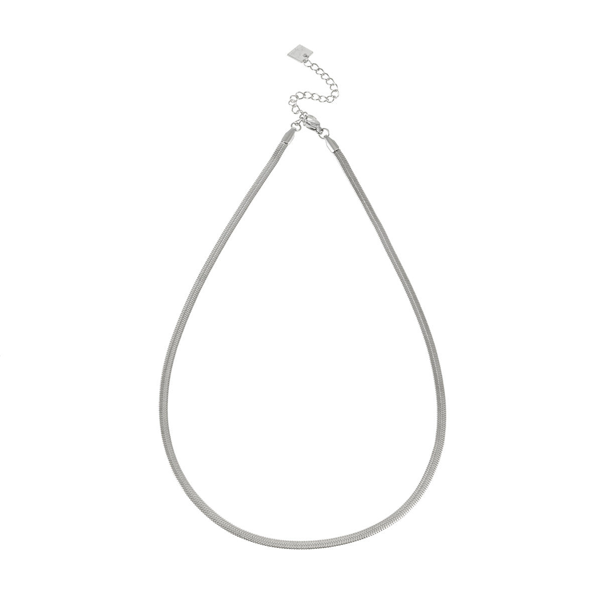 FRYDA Silver Toned (White Gold): Snake Skin Textured Mid Width Chain Necklace