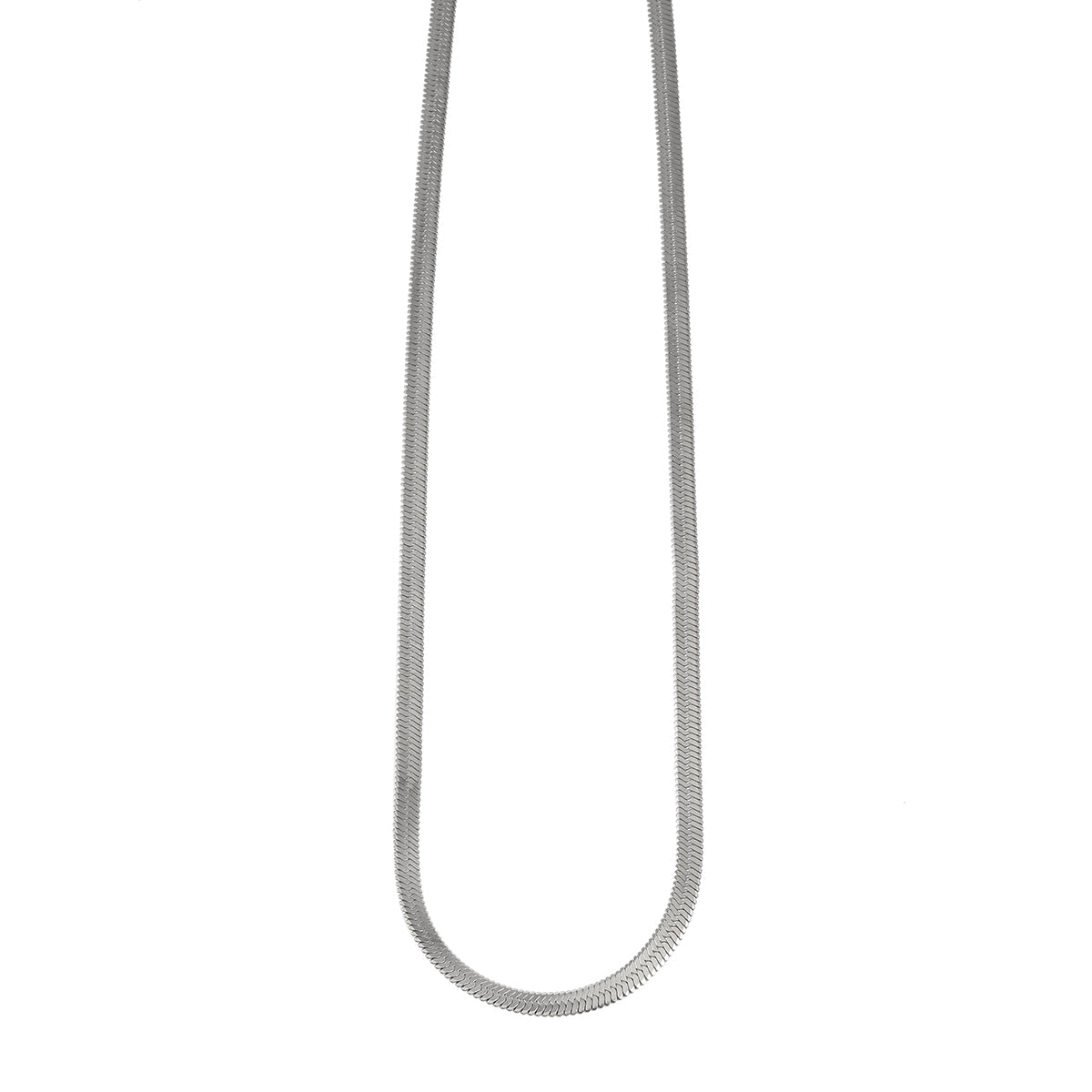 FRYDA Silver Toned (White Gold): Snake Skin Textured Mid Width Chain Necklace