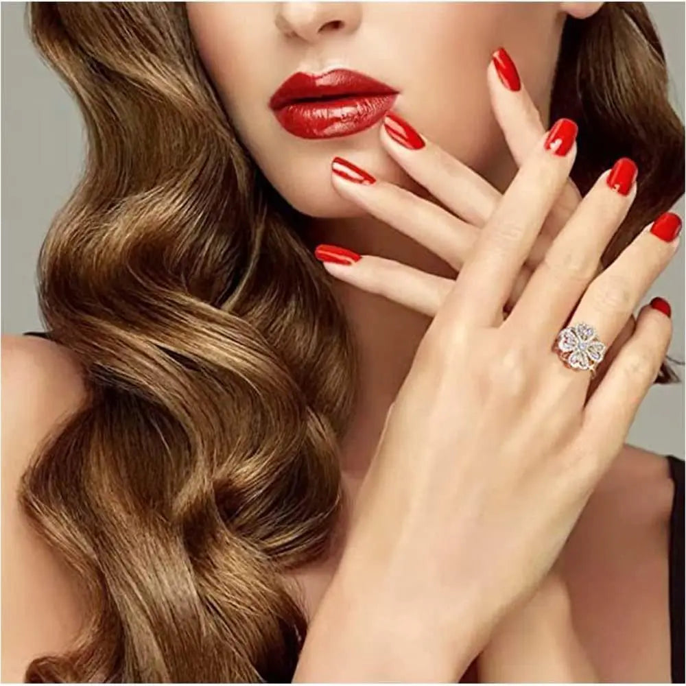 Bijoux rotatifs Bague de trèfle réglable à quatre feuilles Anxiété Femmes Bonne pour Spinner Bague de fleur douce scintillante pour les cadeaux de festival