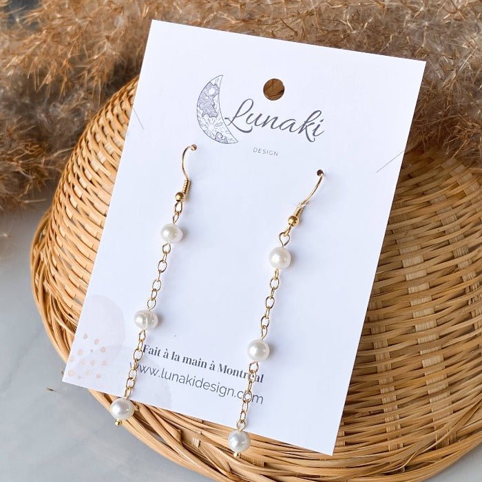 TRIPLE | Boucles d'oreilles avec trois perles d'eau douce