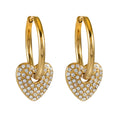 MAABU Gold: Vintage Inspired Hoops with Removable Zirconia Embedded Heart Charm