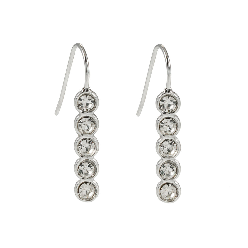 PELLA Silver (White Gold): Minimalist Moissanite Row Stud Earrings – Elegant Sparkle in Every Line