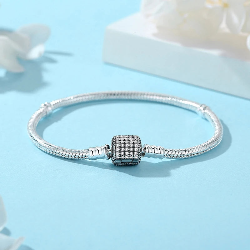 Bracelets originaux en argent sterling 925 Bracelets Love Heart Clip Charms Perles Serpent Chaînes pour femmes Rose Gold DIY Bijoux de luxe