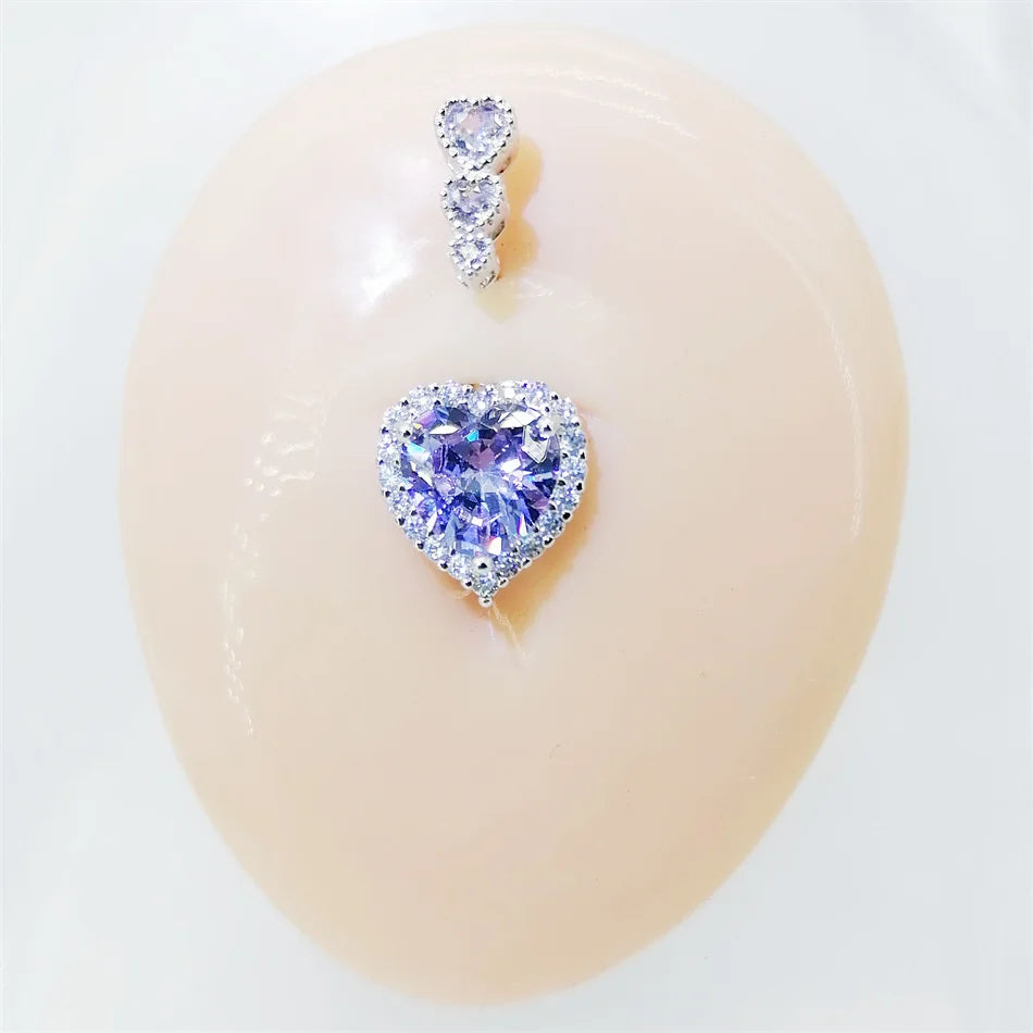 1PC Crystal Heart Belly Button Rings Surgical Titanium Navel Piercing Sexy Hottie Belly Rings Body Piercing Ombligo Navel Rings