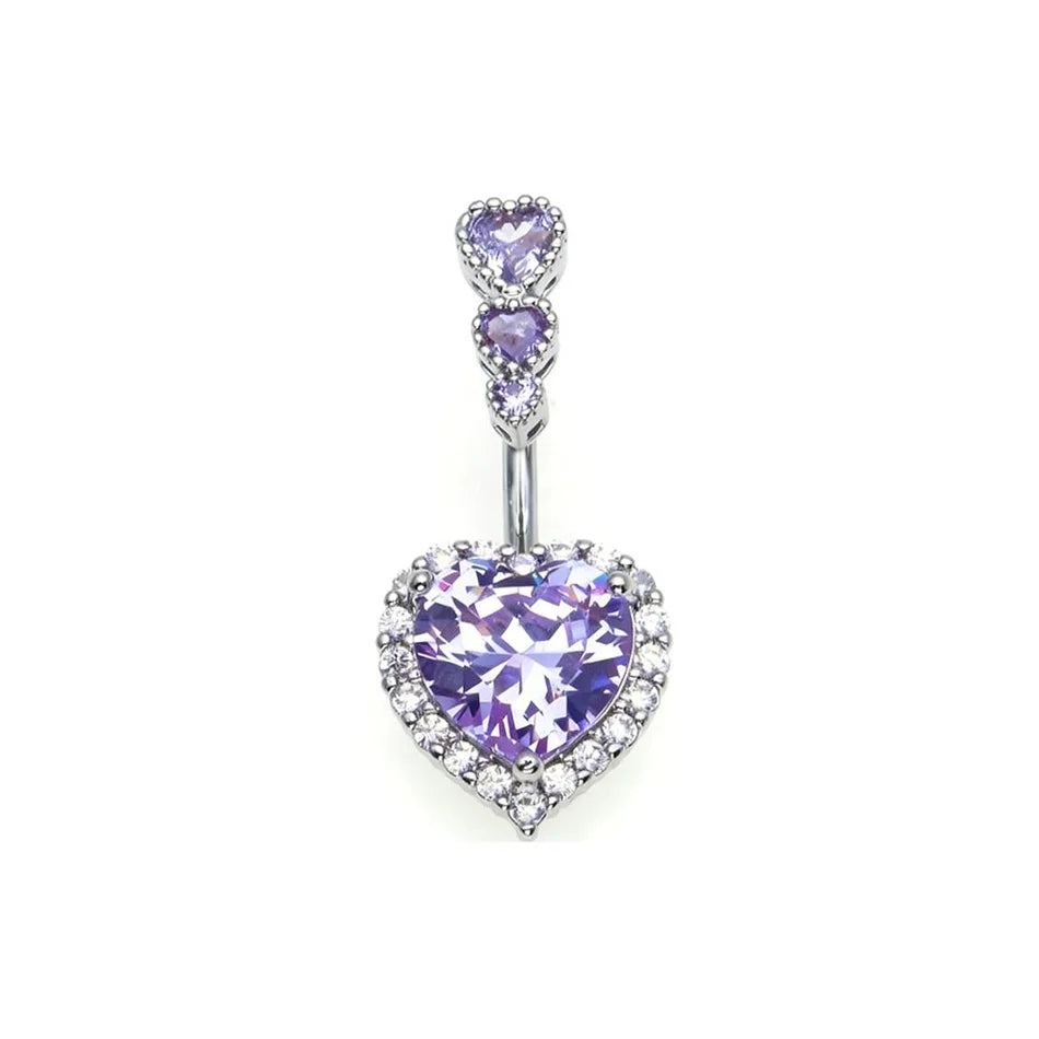 1PC Crystal Heart Belly Button Rings Surgical Titanium Navel Piercing Sexy Hottie Belly Rings Body Piercing Ombligo Navel Rings
