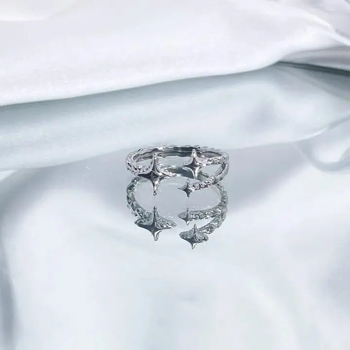 Cute Star Open Rings for Women Punk Gothic Sliver Color Irregular Adjustable Decorative Rings Y2K Girls Fashion Jewelry Gifts