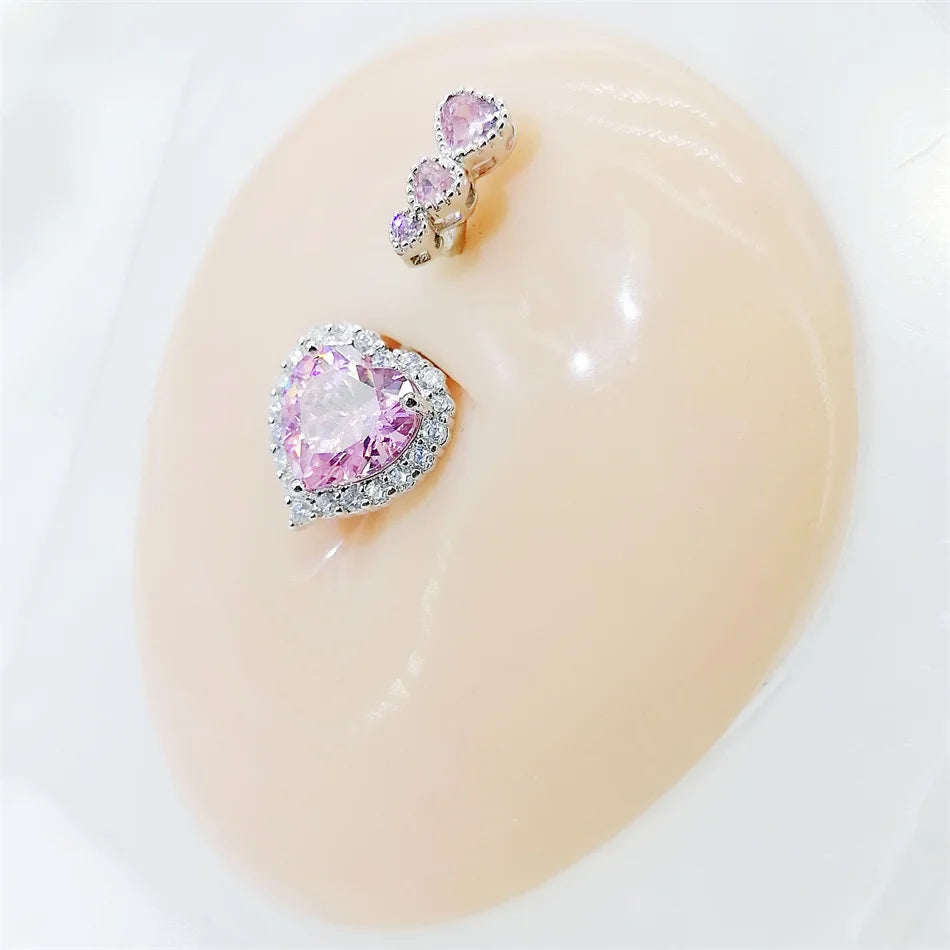 1PC Crystal Heart Belly Button Rings Surgical Titanium Navel Piercing Sexy Hottie Belly Rings Body Piercing Ombligo Navel Rings
