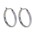 YARA Silver (White Gold): 'Pavé All the Way' Zirconia Hoop Earrings (Regular Size)