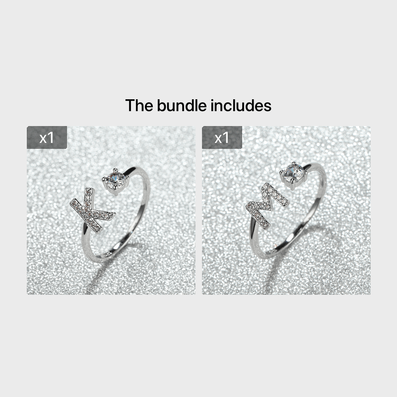 Populaire Mode Silvery AZ Lettre Bague Initiales Mariage Amour Couple Bagues Cadeau de demoiselle d’honneur