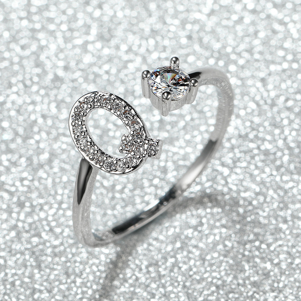 Populaire Mode Silvery AZ Lettre Bague Initiales Mariage Amour Couple Bagues Cadeau de demoiselle d’honneur