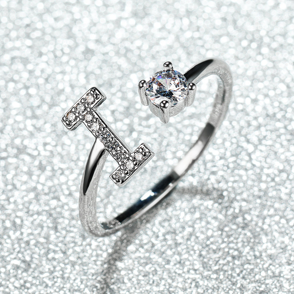 Populaire Mode Silvery AZ Lettre Bague Initiales Mariage Amour Couple Bagues Cadeau de demoiselle d’honneur