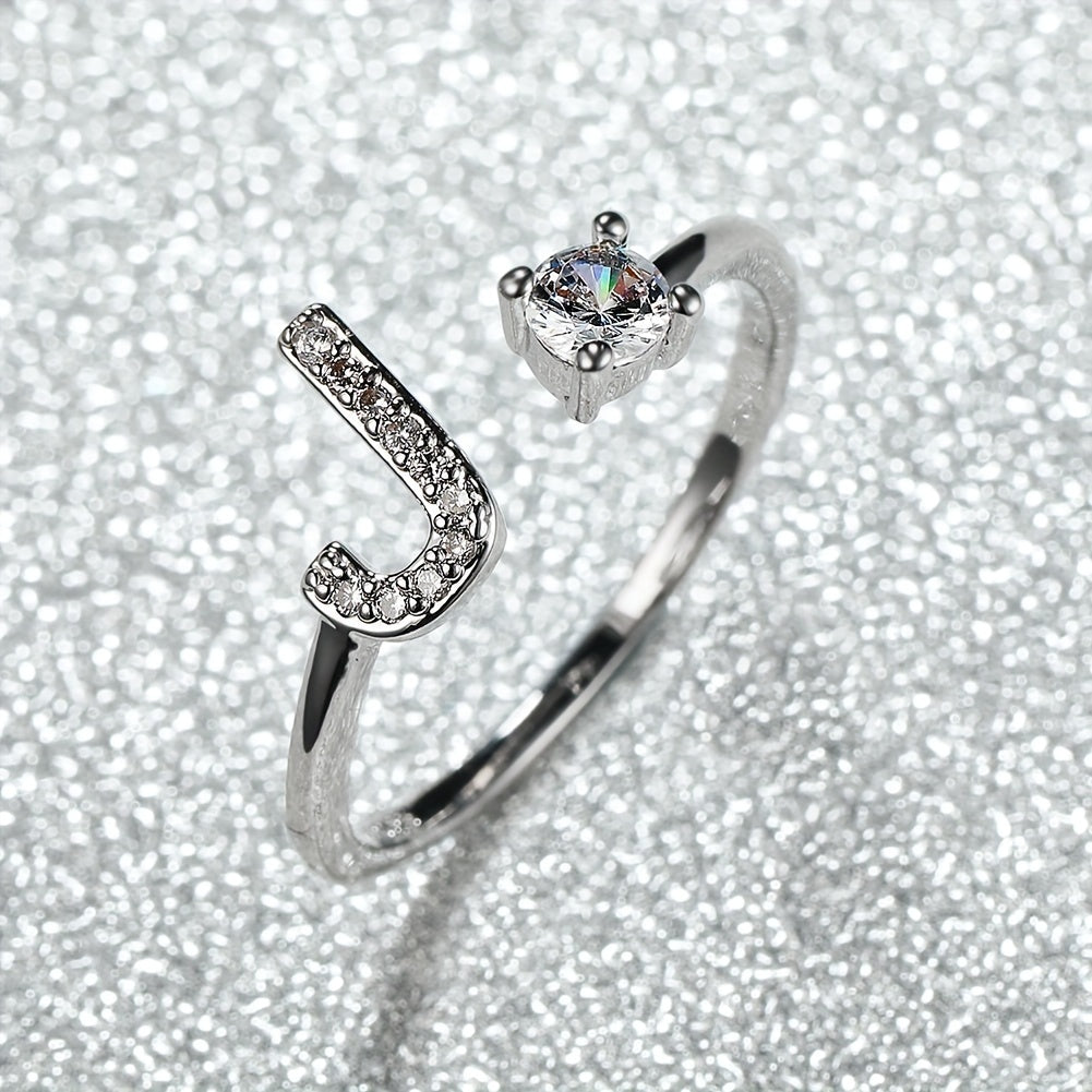 Populaire Mode Silvery AZ Lettre Bague Initiales Mariage Amour Couple Bagues Cadeau de demoiselle d’honneur