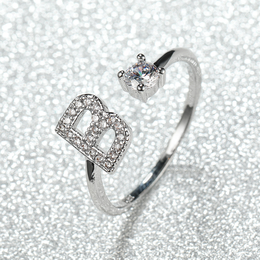 Populaire Mode Silvery AZ Lettre Bague Initiales Mariage Amour Couple Bagues Cadeau de demoiselle d’honneur
