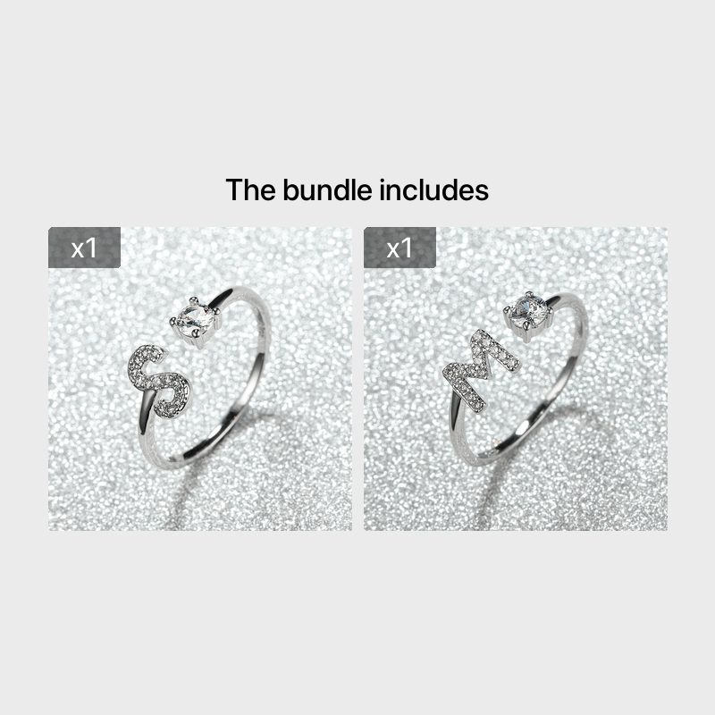 Populaire Mode Silvery AZ Lettre Bague Initiales Mariage Amour Couple Bagues Cadeau de demoiselle d’honneur