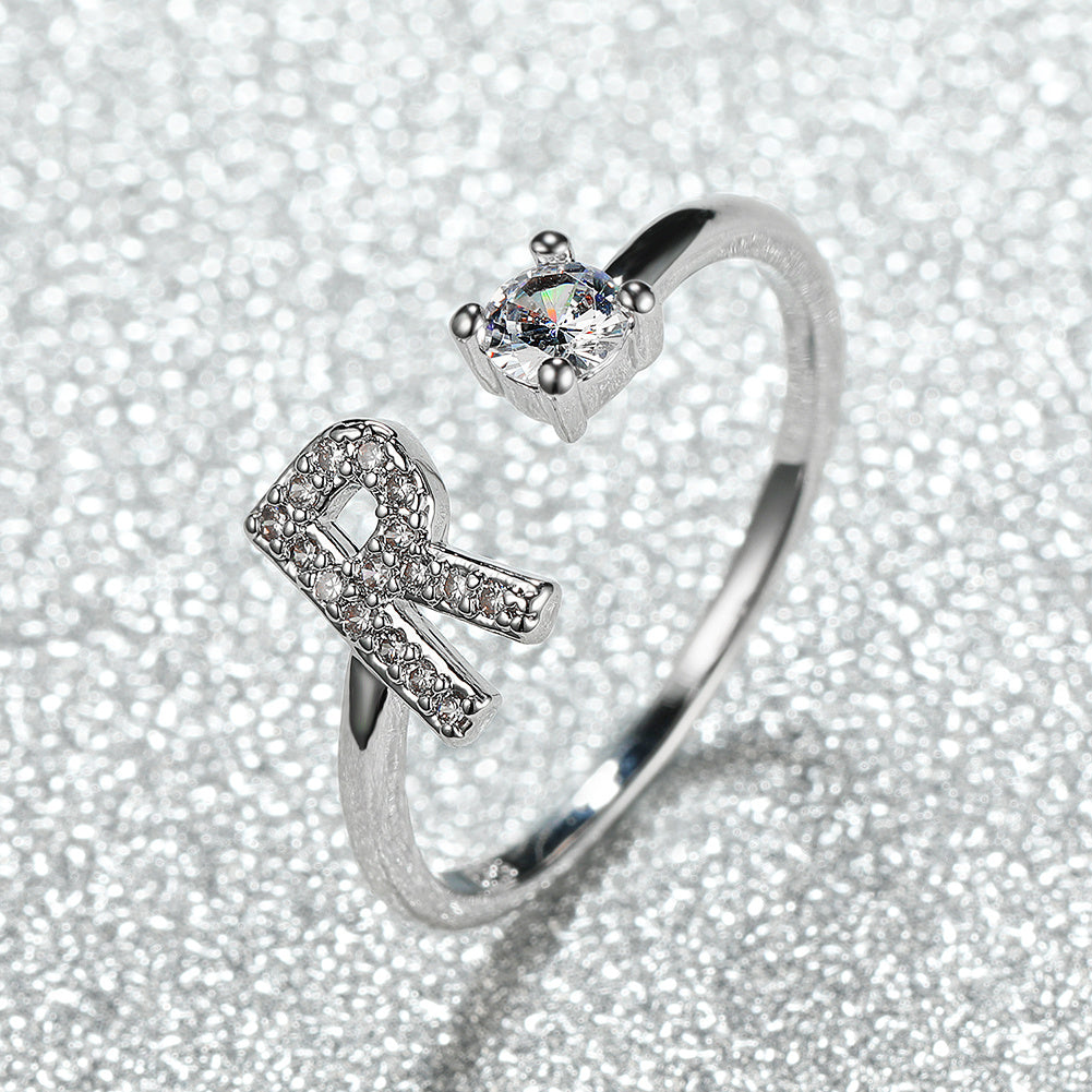 Populaire Mode Silvery AZ Lettre Bague Initiales Mariage Amour Couple Bagues Cadeau de demoiselle d’honneur