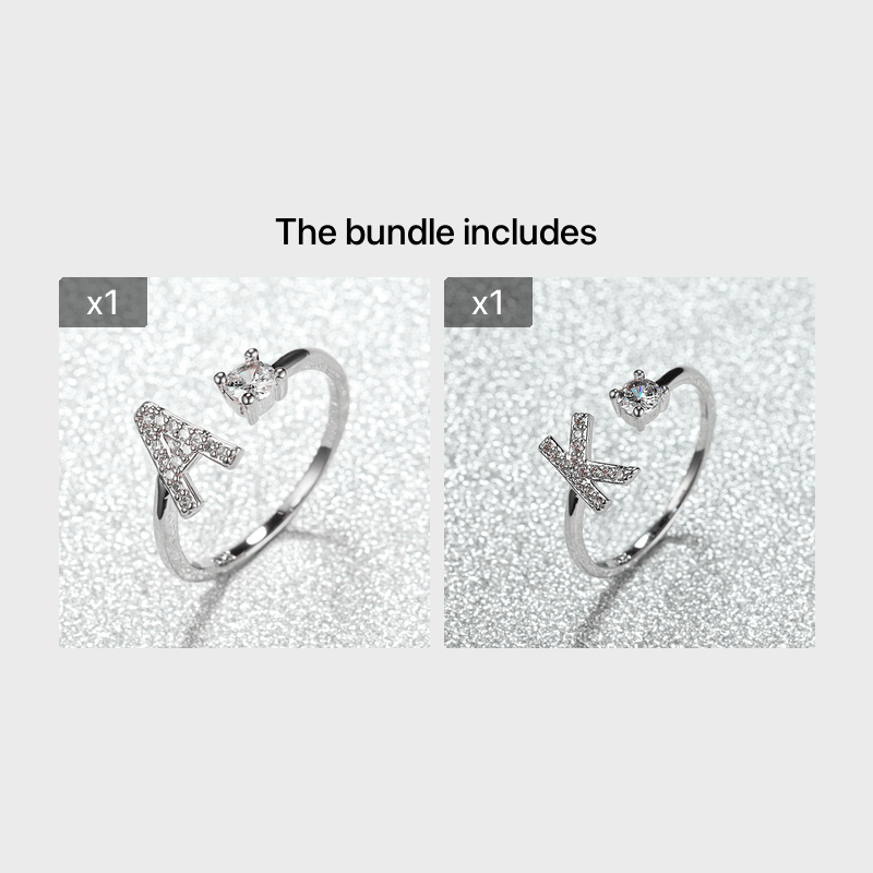 Populaire Mode Silvery AZ Lettre Bague Initiales Mariage Amour Couple Bagues Cadeau de demoiselle d’honneur