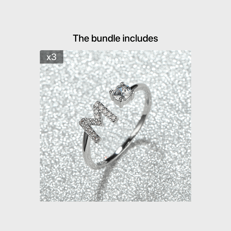 Populaire Mode Silvery AZ Lettre Bague Initiales Mariage Amour Couple Bagues Cadeau de demoiselle d’honneur