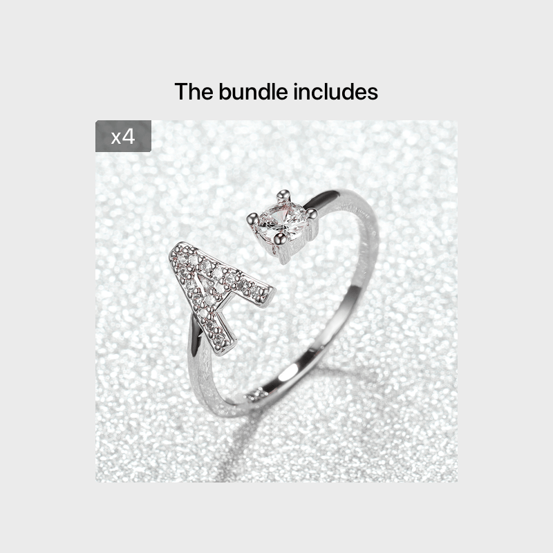 Populaire Mode Silvery AZ Lettre Bague Initiales Mariage Amour Couple Bagues Cadeau de demoiselle d’honneur