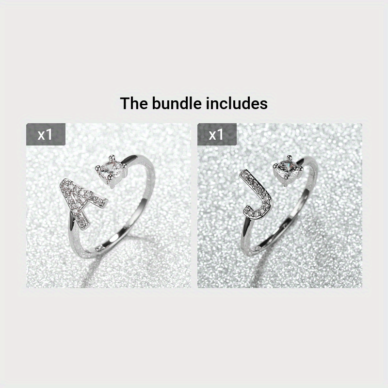 Populaire Mode Silvery AZ Lettre Bague Initiales Mariage Amour Couple Bagues Cadeau de demoiselle d’honneur